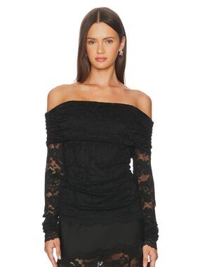 Generation Love Romeo Off-Shoulder Black Lace Long-Sleeve Top NWT